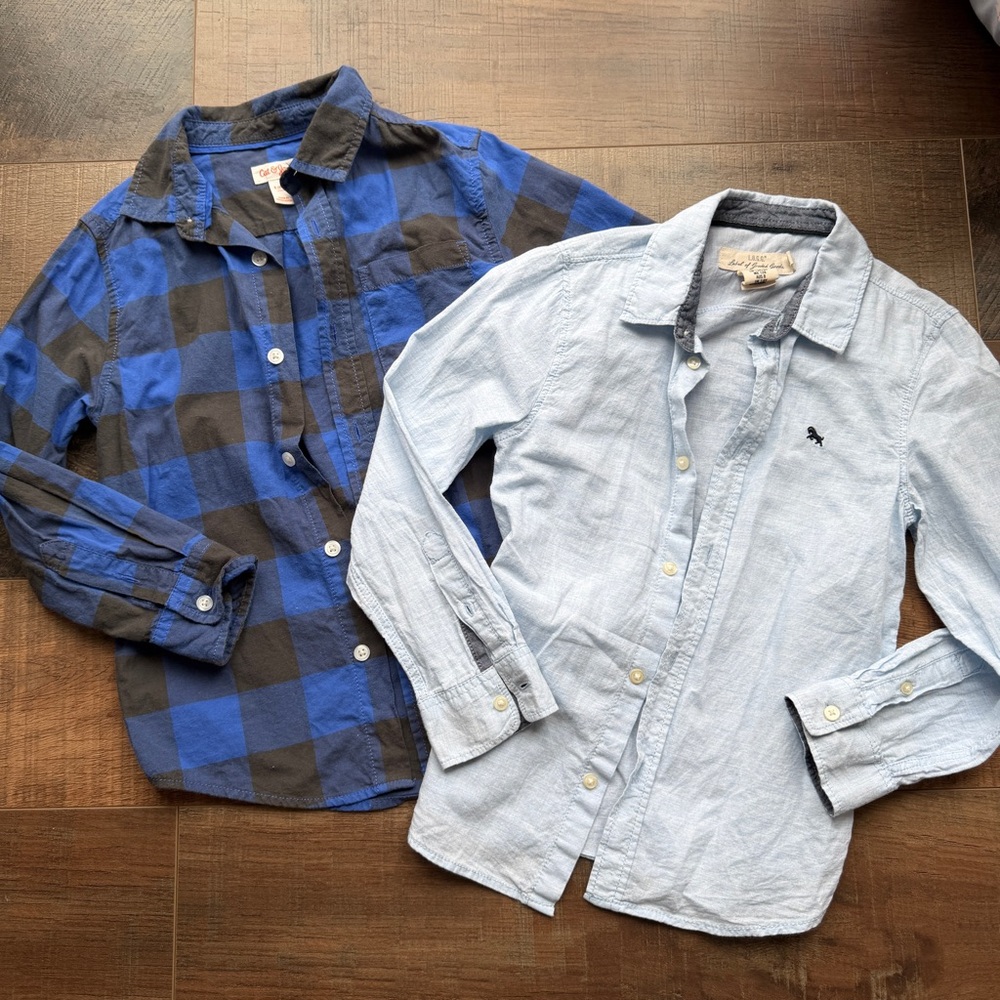 Blue and Black Checkered Kids Button Down Shirts